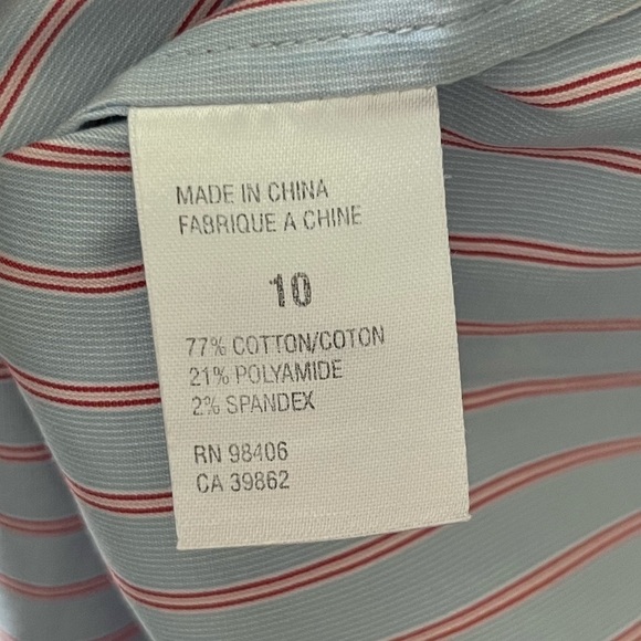 Theory Striped Orange and Light Blue Cotton Blend Shirt Dress - Picture 7 of 9